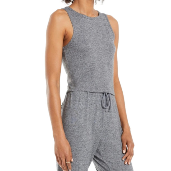 Z Supply Noah Soft Silky Tank Heather Black, Size L - Picture 3 of 10